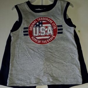 Open Trails Boy's Knit Tank And Shorts Outfit**NWT**USA Home Of The Brave**4T